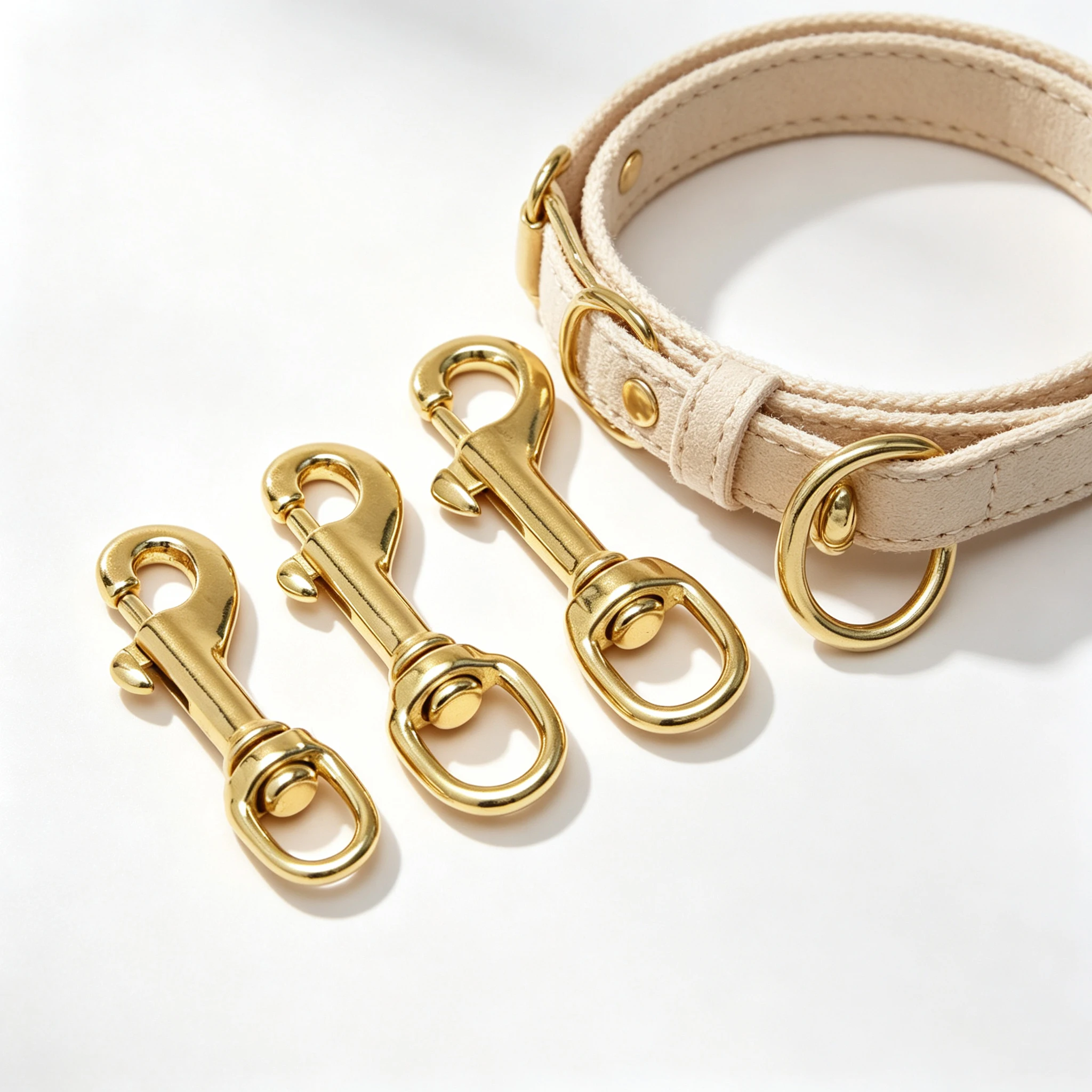 1 Stück Massiver Messing-Karabinerhaken Drehbarer Auslöseclip Verschluss für Taschenriemen, Gurtband, Hundeleine, Schlüsselanhänger-Zubehör – Detail 2