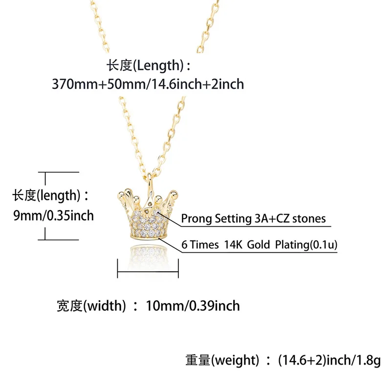 S925 Sterling Silver Bling Ice Out Crown Chokers Necklaces for Women Charm Jewelry Drop Shipping