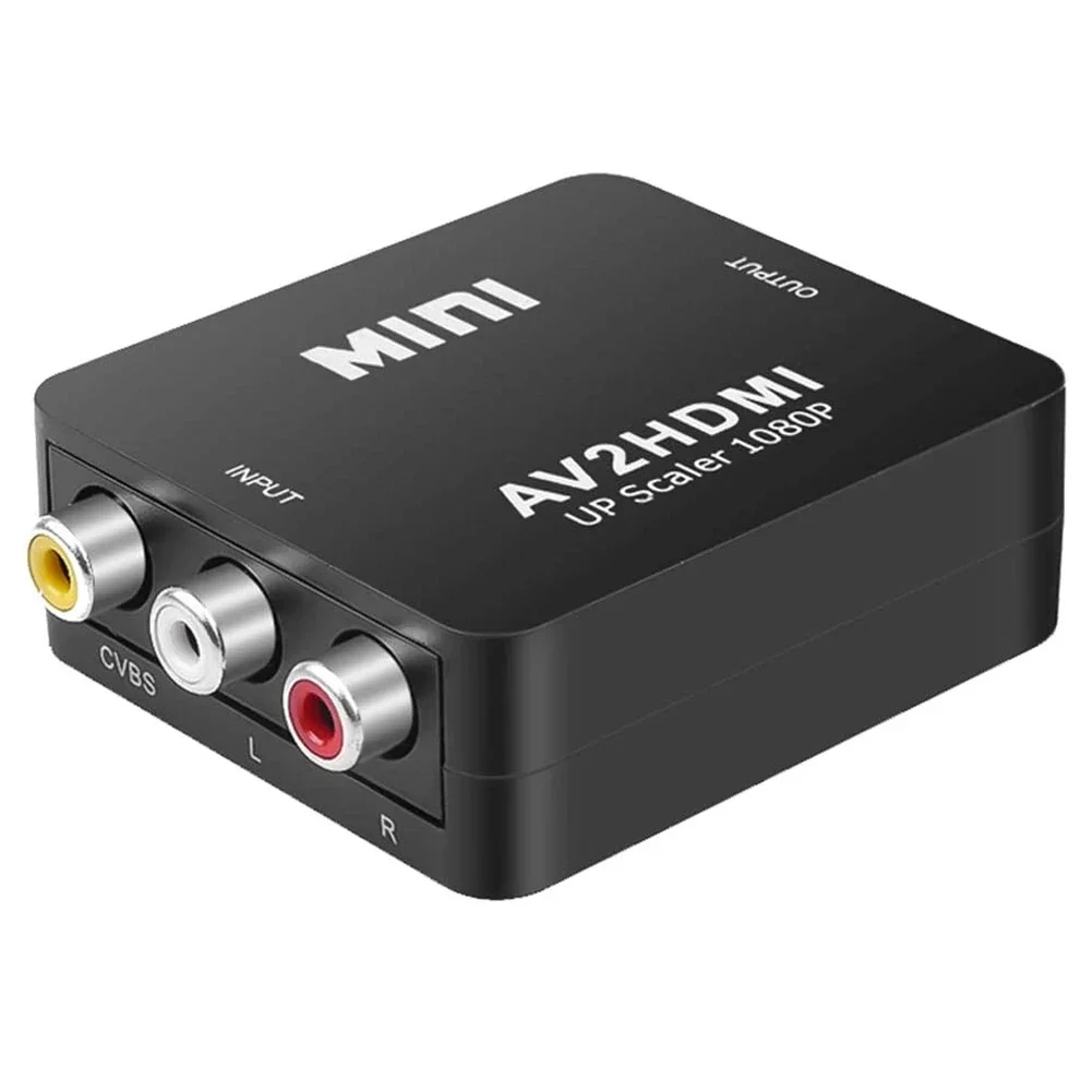 HD 1080P RCA AV to HDMI Converter Mini AV to HDMI RCA Composite CVBS Video Audio Adapter for PS2/3 VCR DVD to TV with USB Cable