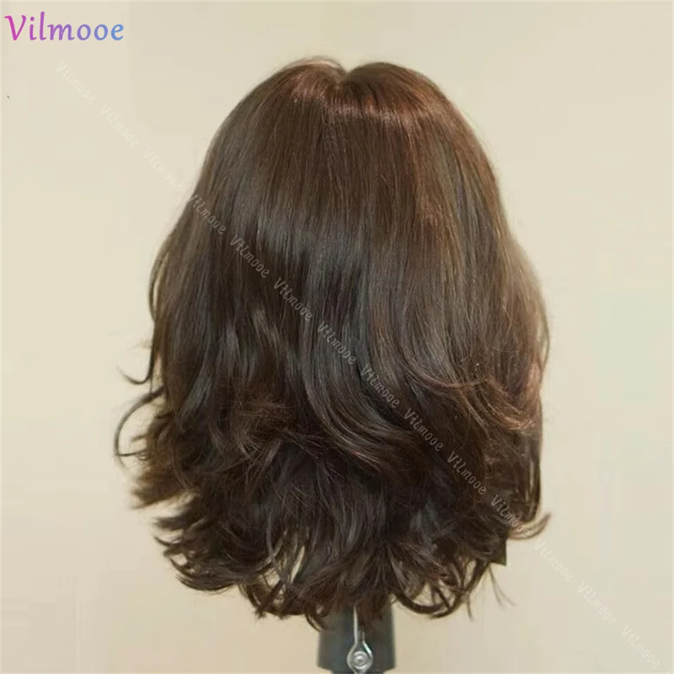 Ketebalan 180% wig Bob pendek warna cokelat gelombang 5x5 wig atasan sutra pra pencabutan rambut manusia Remy Brasil untuk wanita 13x4 wig renda Frontal