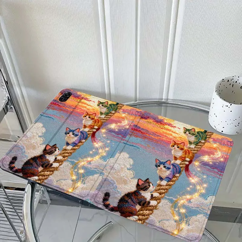 

Color Cat Popular Cartoon Art For Honor Pad 8 V8 9 GT MagicPad 13 3 2 Tab MatePad Pro Air 12 X 12.6 Foldable Tablet Case Gift