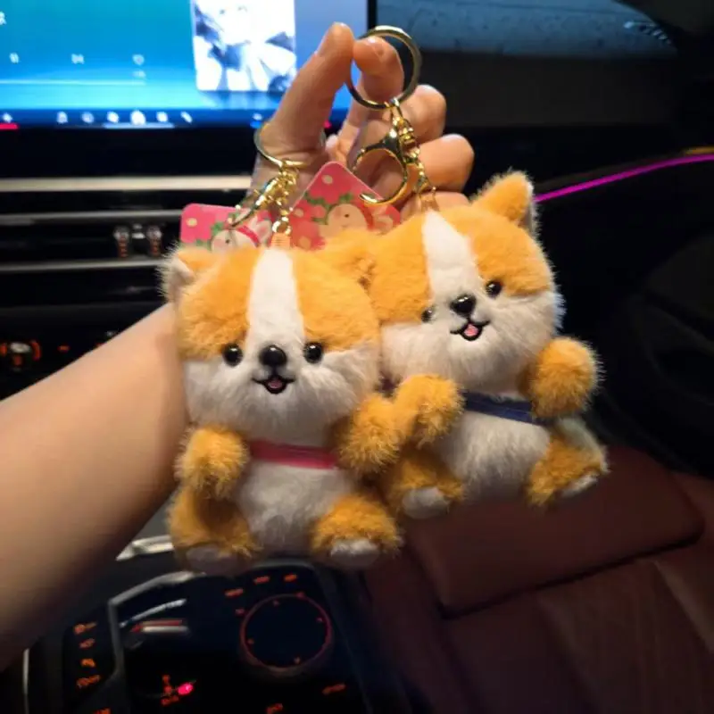 

1Pc Cute Cartoon Corgi Puppy Plush Keychain Pendant for Backpack Hanging Ornament Gift