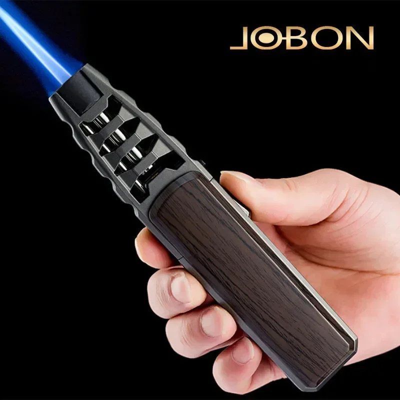 Hot JOBON Turbina eolica per esterni Torcia Pistola a spruzzo grande Metallo Blu Fiamma Diretta Gas butano Accendino Cucina Barbecue Regalo di