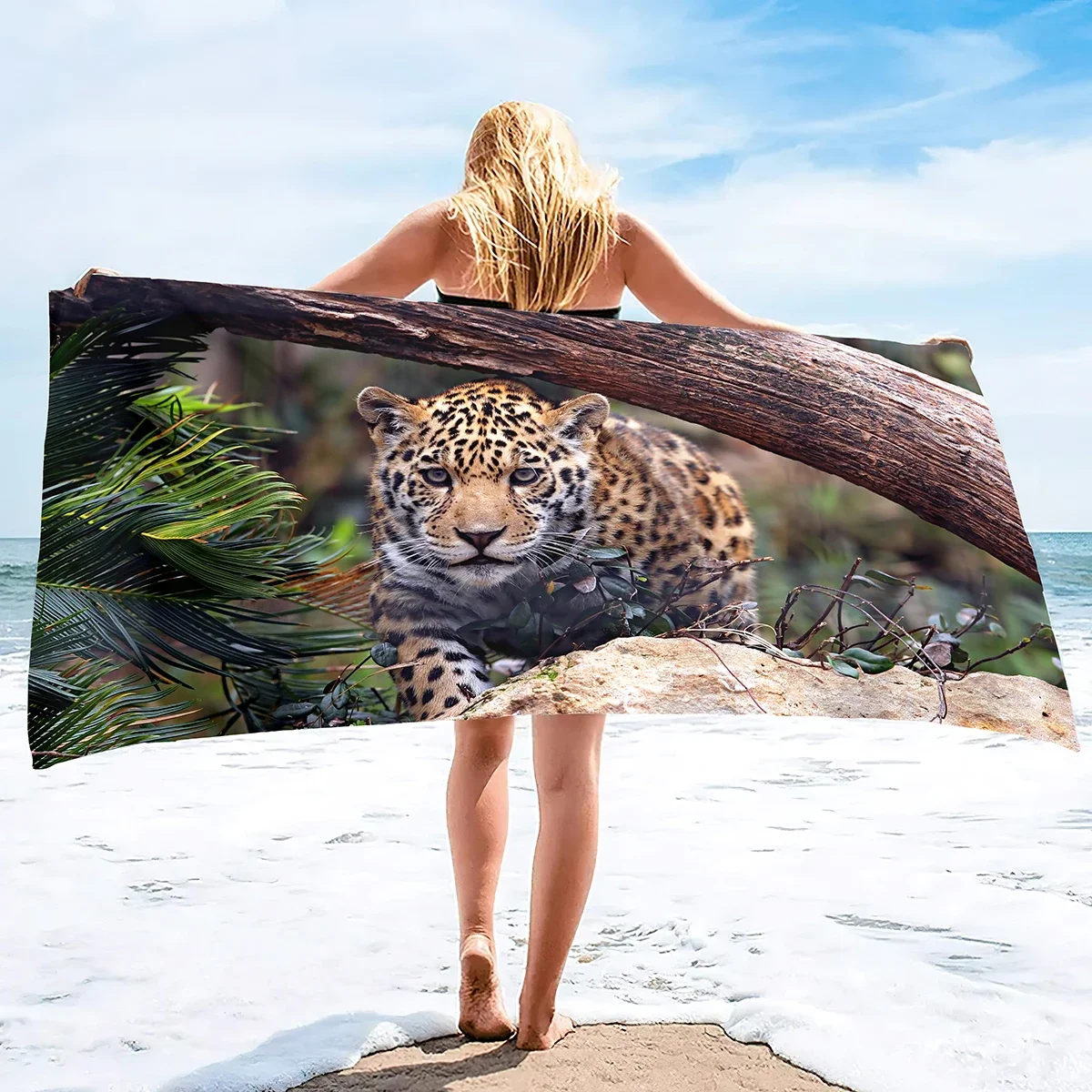 Cheetah Print Beach Towel Leopard Towel ,Lightweight Microfiber Sand Free and Quick Dry Towel,Pool Bath Yoga Swim Towel Gift