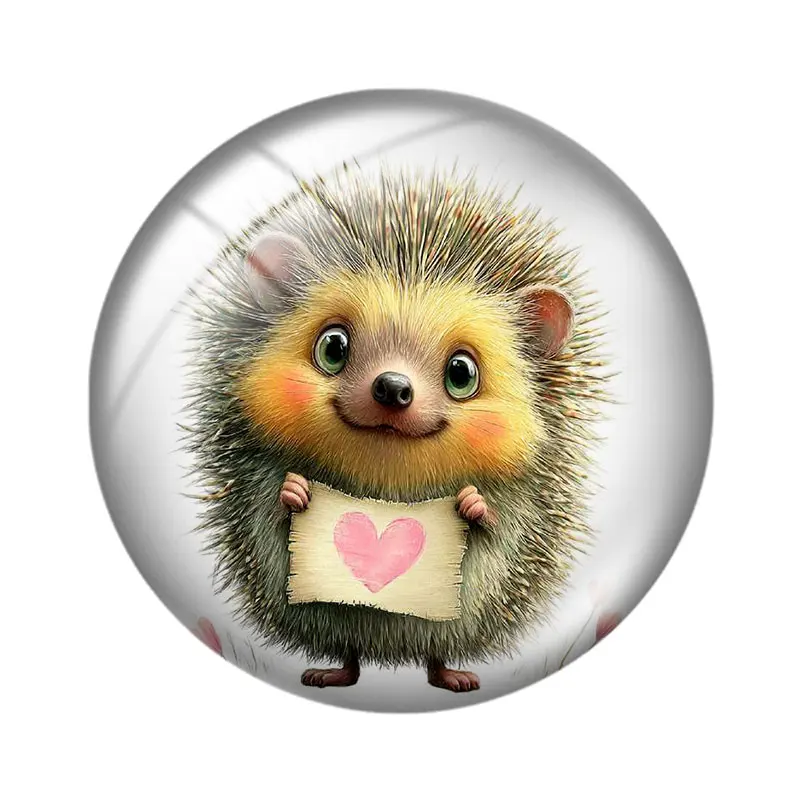 Funny Hedgehog Animal 12/18/20/25mm glass cabochon  bracelet pendant rings for jewelry demo earrings back Making findings