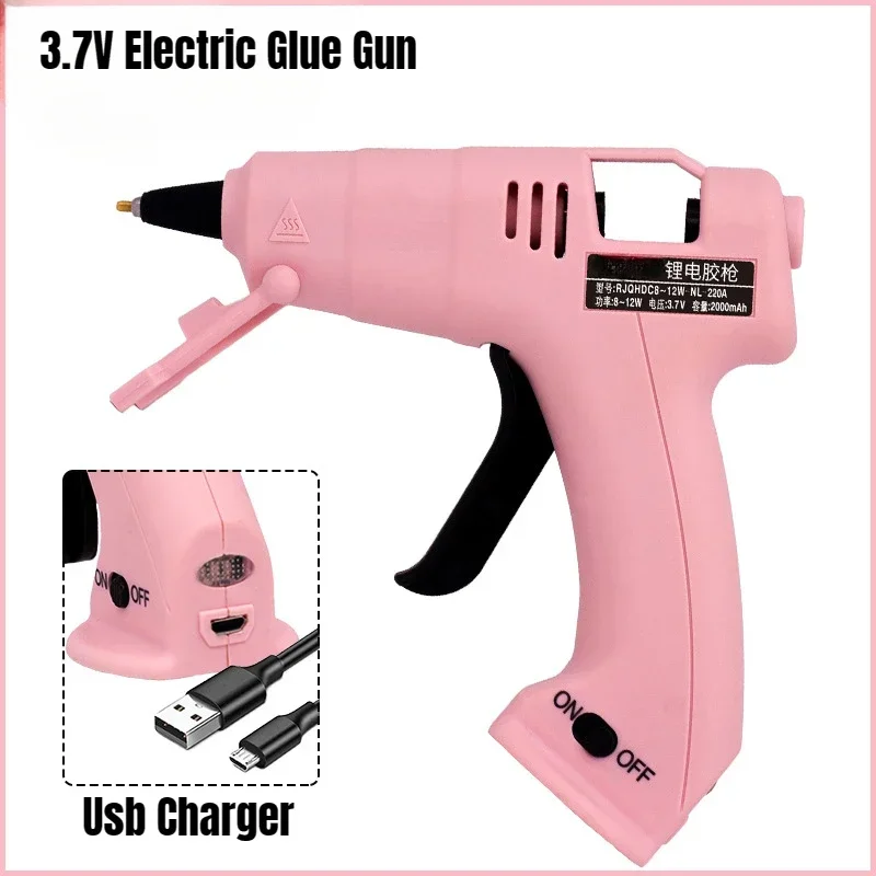 

3.7V Mini Electric Hot Melt Glue Gun USB Charging Cordless Silicone Gun with 7mm Glue Sticks Children's DIY Craft Tools