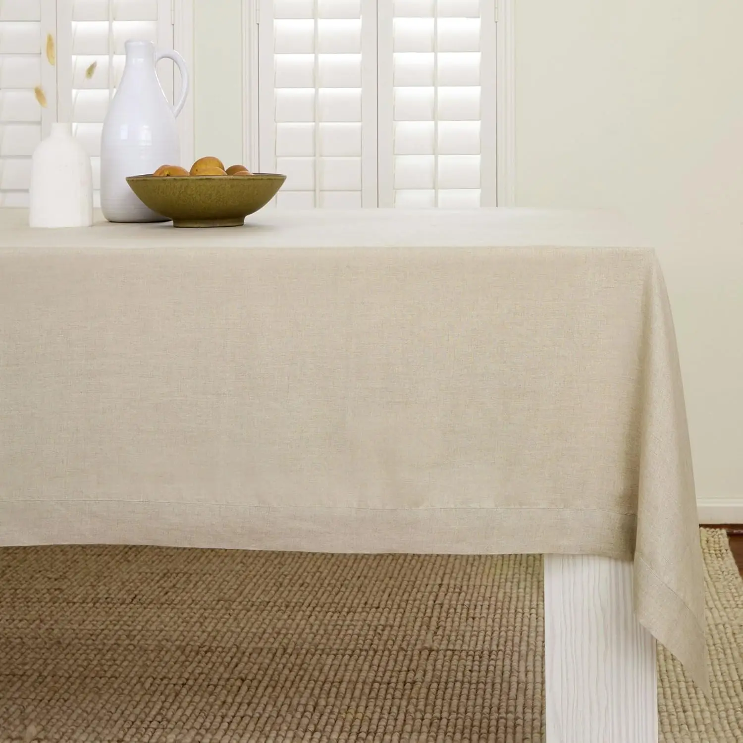 Linen Tablecloth 100% Pure Linen Fall Thanksgiving Christmas Holiday Natural Tablecloth Machine Washable Rectangle Tablecloth