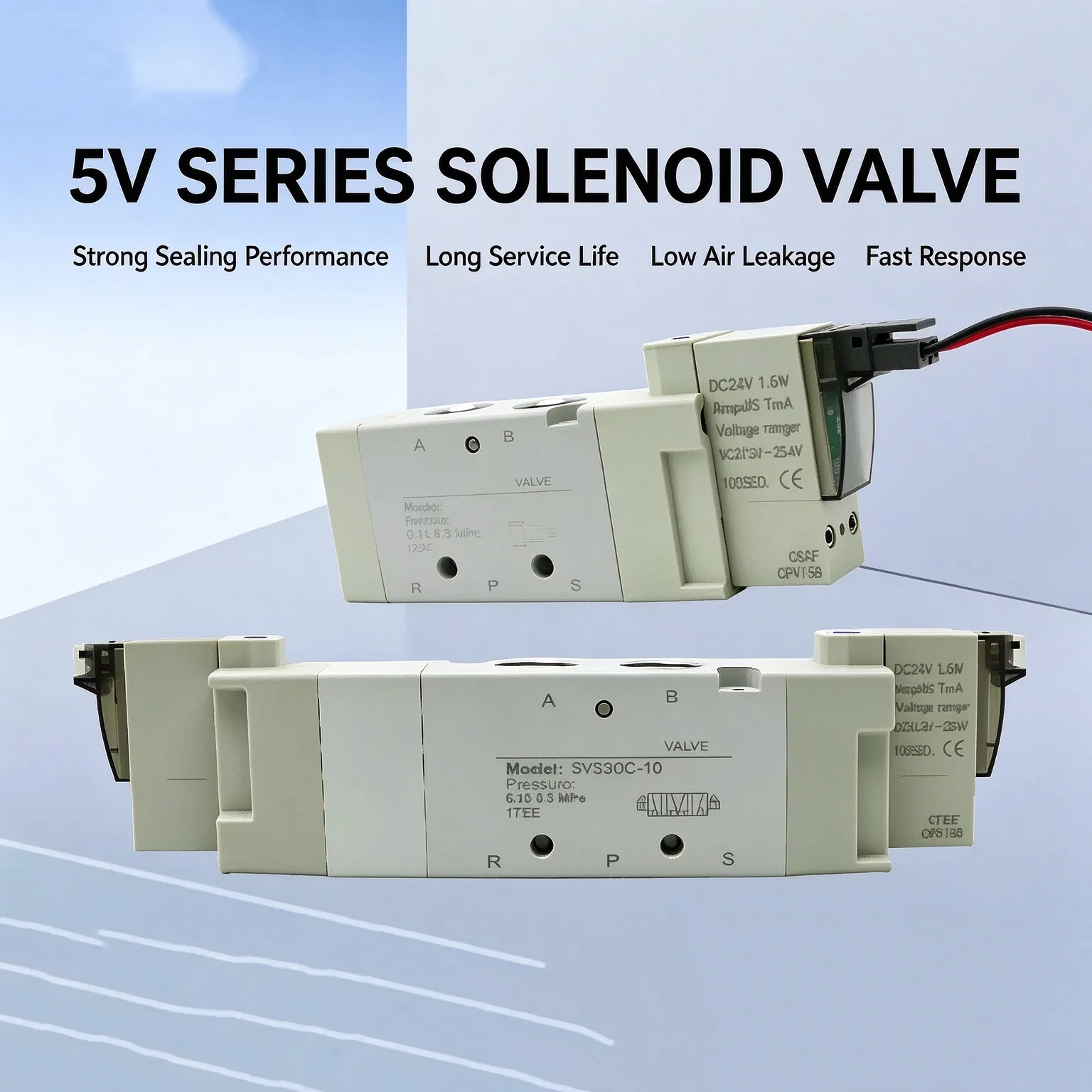 DC12V DC24V AC220V High-frequency Directional Control Valve Durable 5V110-06 5V210-08 5V220-08 5V230-08 Pneumatic Solenoid Valve
