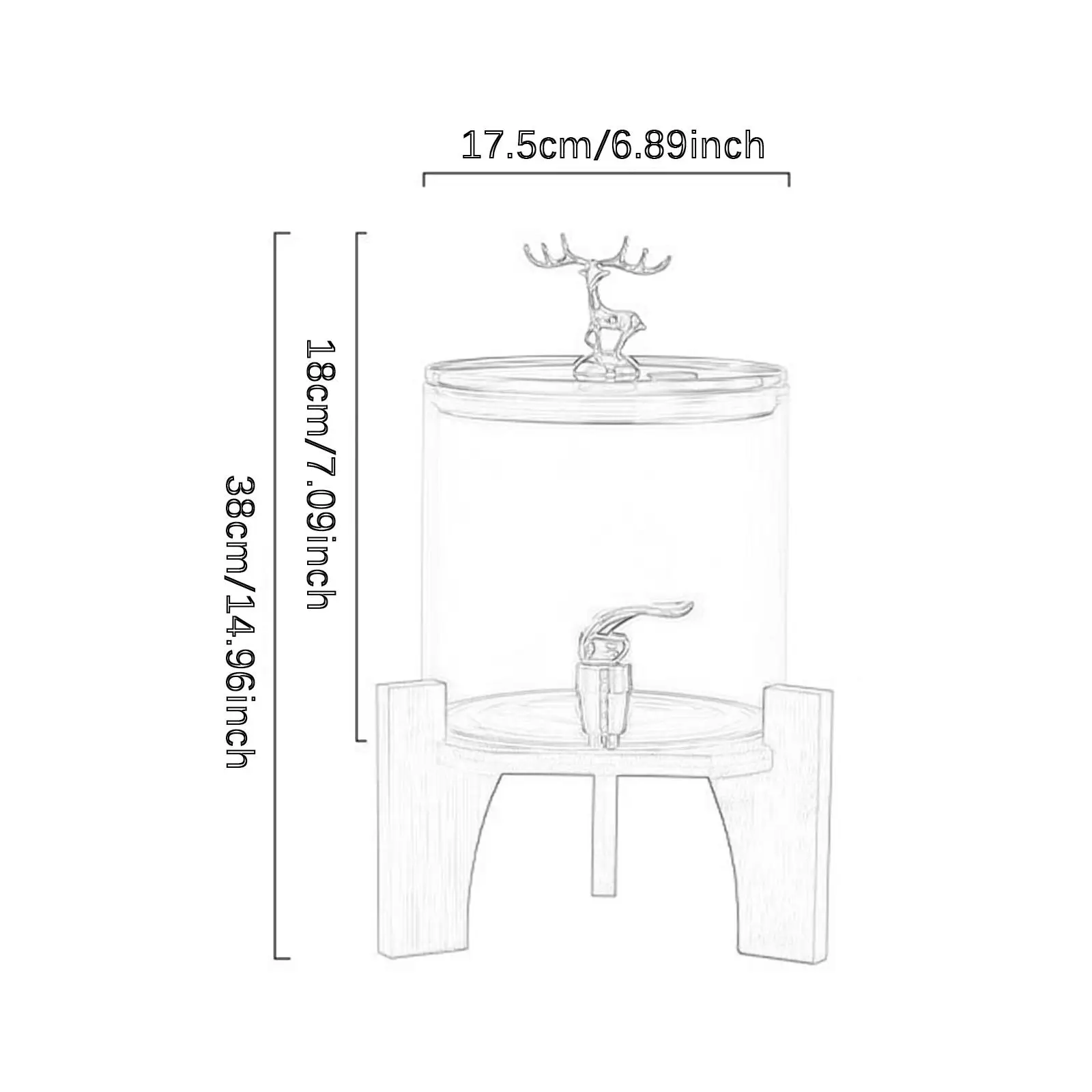 Cold Kettle Drink Dispenser with Glass Body and Bamboo Stand Party Drink Jug for Events Gatherings Different Cups Use