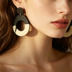 French Chic Minimalist Monochrome Polymer Clay Earrings Modern Abstract Color block Hoop Elegant Artsy Jewelry Lightweight