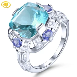 Natural Sky Blue Topaz Tanzanite Sterling Silver Rings 9.8 Carats Genuine Gemstone Gorgerous Fine Jewelry Style Business Gifts