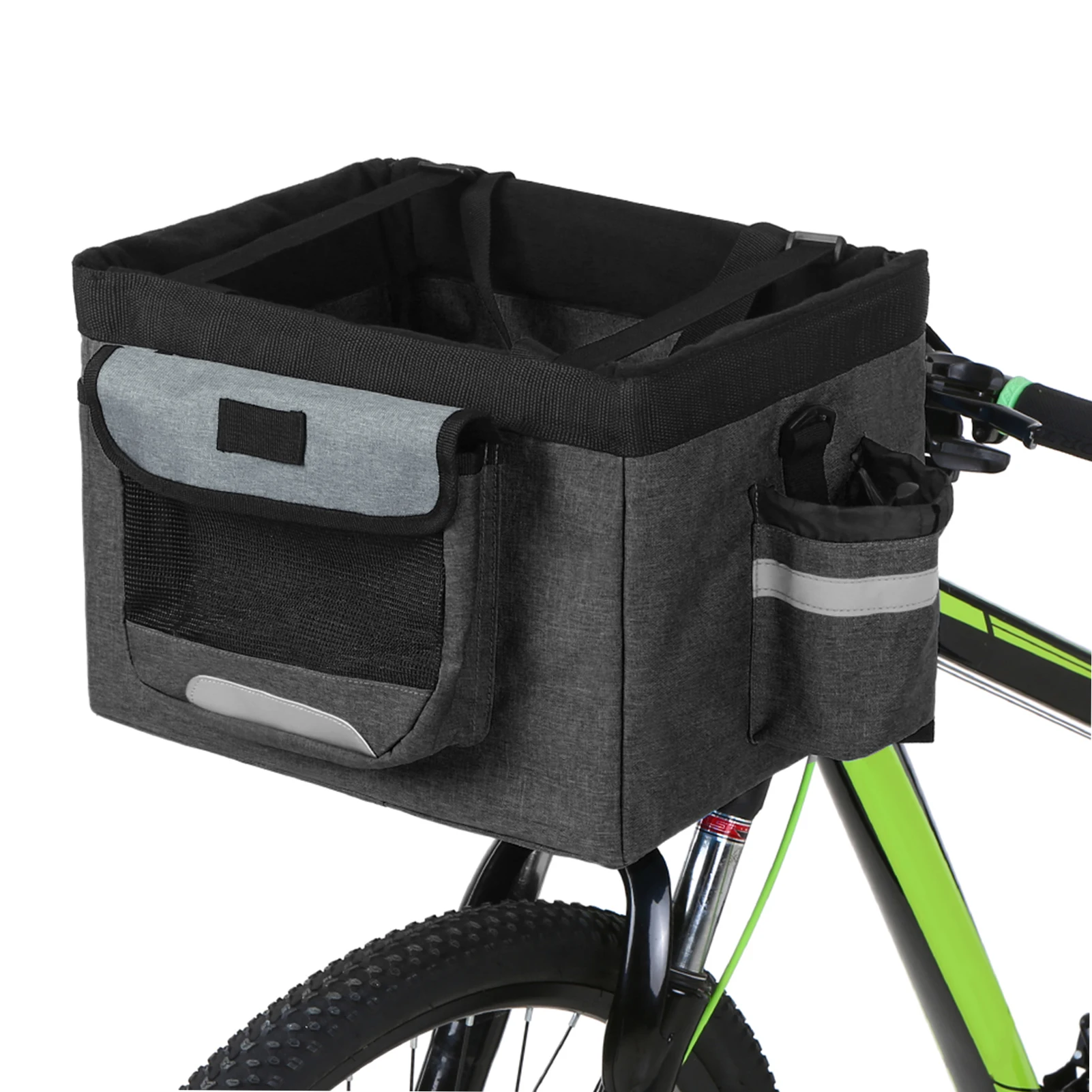 Foldable Bicycle Front Basket Removable Bike Pet Basket Pet Dog Cat Rabbit Carrier Camping Tote Bag Bicycle Handlebar Bag