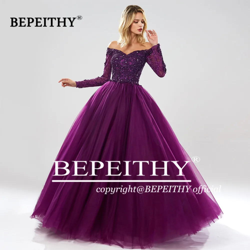 BEPEITHY-vestido quinceanera sem alças para mulheres, mangas compridas, vestido de baile, vestidos de festa, elegante vestido de baile, ocasião formal, 2023