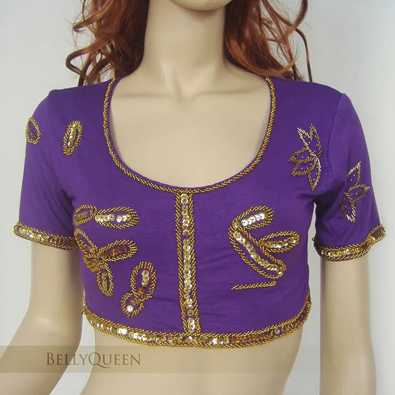 Women Belly Dance Top Belly Dance Costume Sequins Beads Bra Top Vest Blouse Yoga Top 10 Colors