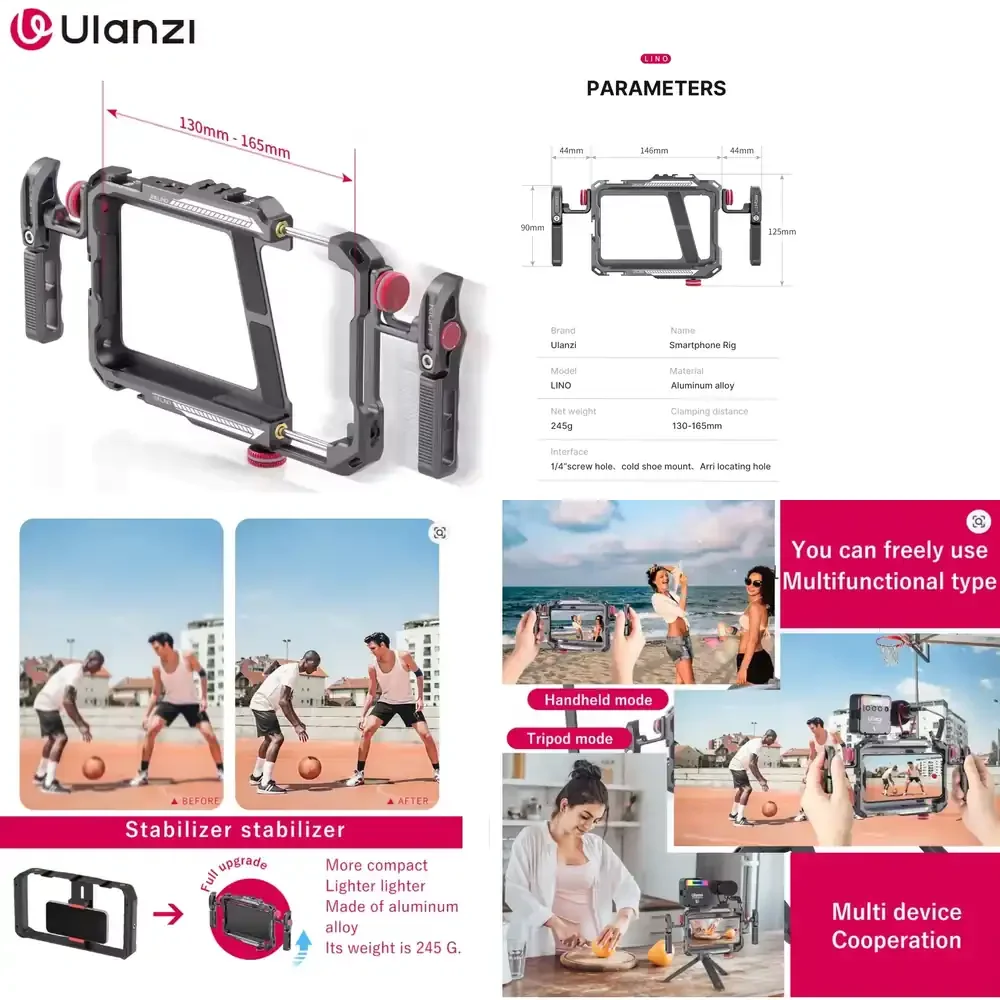 

Lino Smartphone Cage Mobile Filmmaking Case for 16 15 14 13 12 Handle Grip Phone Vlog Video Rig