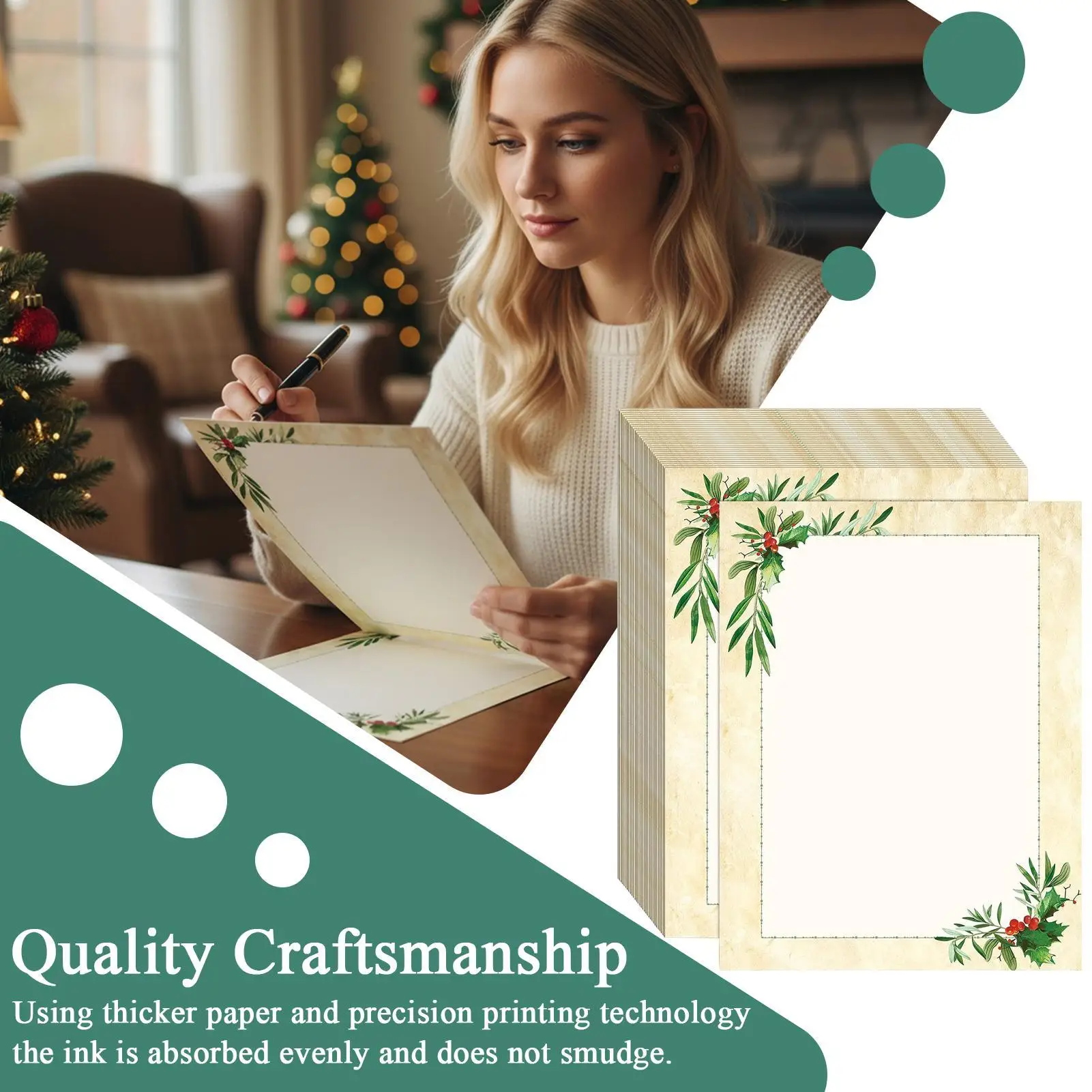 

Рождественская бумага для принтера, 50 шт., праздничные листы с каймой, праздничная канцелярская бумага для письма, заметки, свадьбы