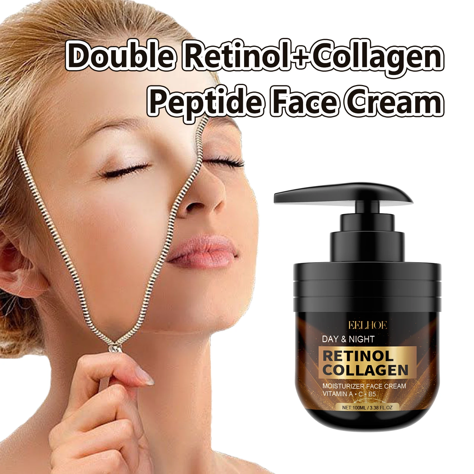 EELHOE Retinol Face Cream Wrinkle Remover Fade Freckle Shrink Pores Moisturizing Day And Night Cream for Face Skin Firming 100ml