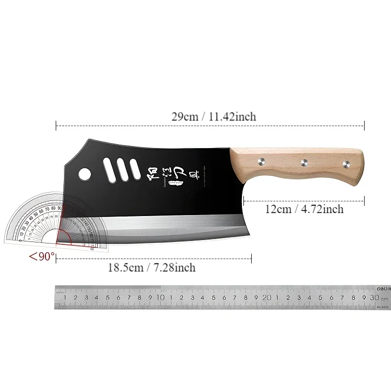 High Carbon Steel Kitchen Knife Household Sharp Chopping Knife Solid Wood Handle Chef Knife for Cutting Vegetables and Meat