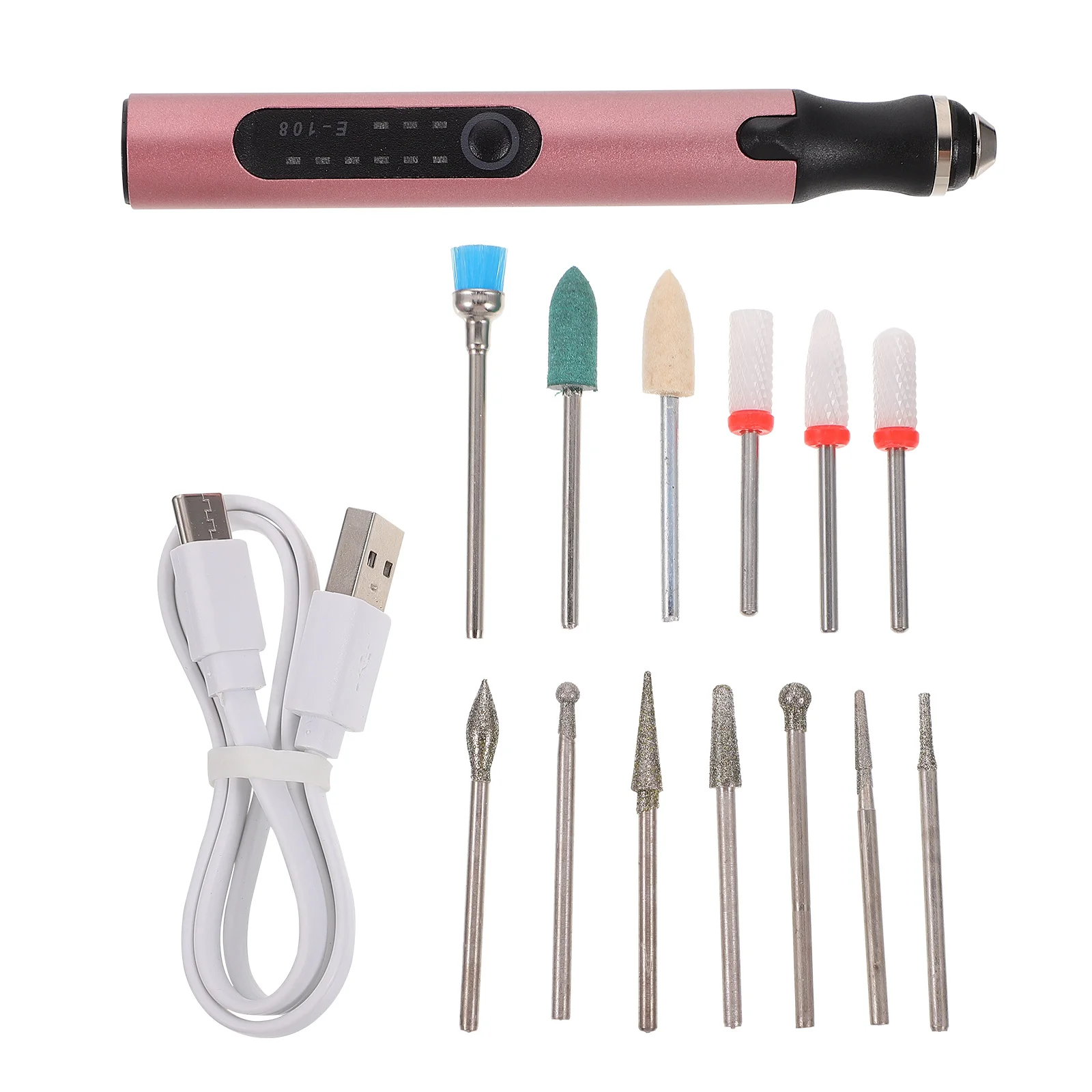 1 ensemble de broyeur à ongles électrique Portable, Rechargeable par Usb, outil de polissage de manucure, élimination des peaux mortes, fournitures d'art des ongles