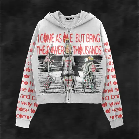 Y2K Style Hoodie with Pearl Details, Gothic Letter Print Zip-Up Hooded Sweatshirt