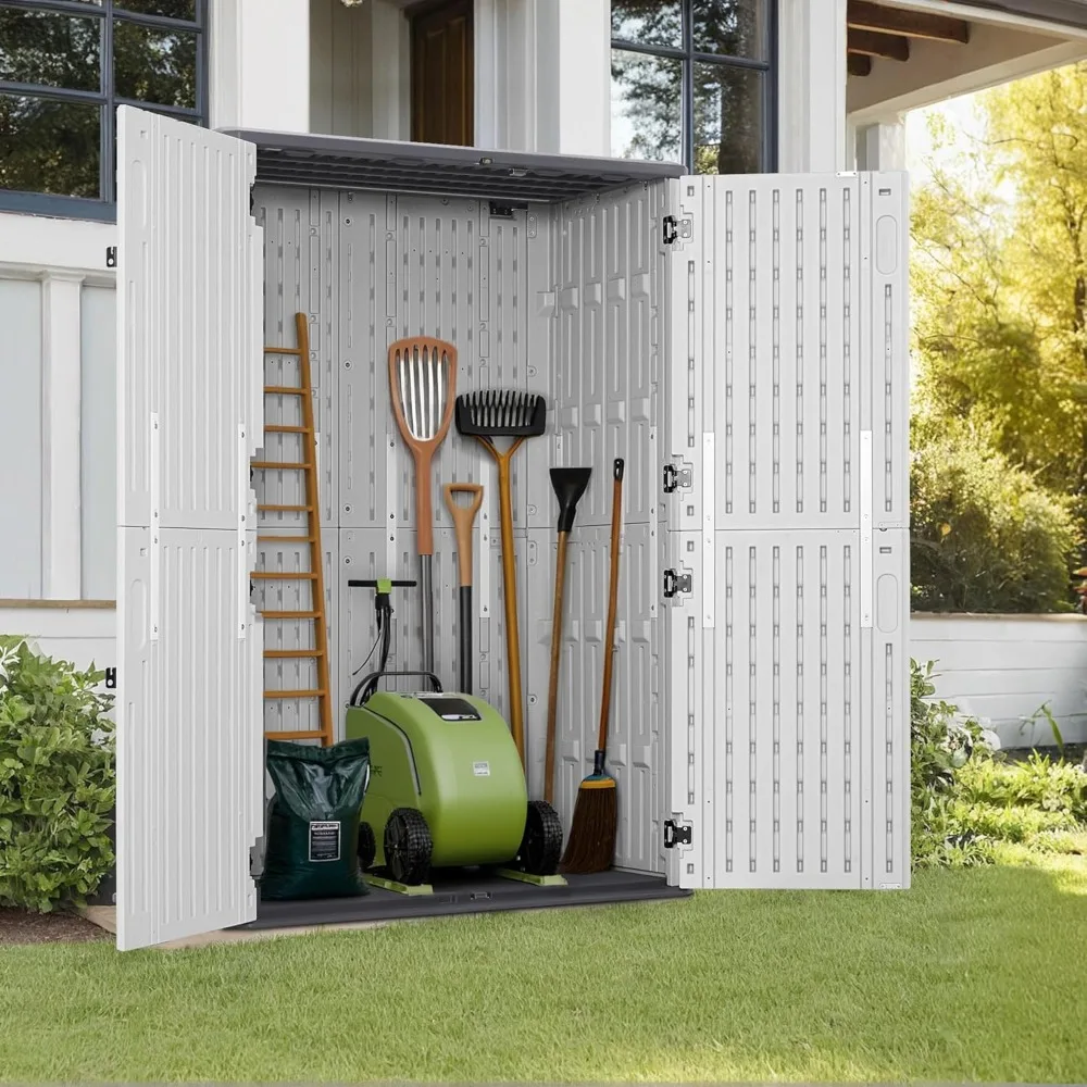 

Пластиковый уличный шкаф для хранения вещей 50 футов с пол, водонепроницаемый навес для хранения на открытом воздухе из смолы толщиной 4,3 x 2,5 фута, запираемый