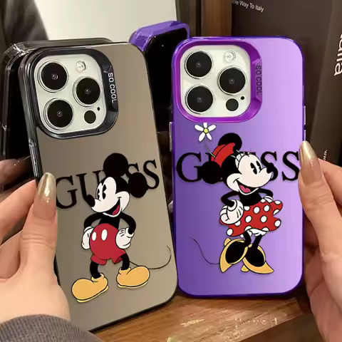 Disney Mickey Minnie G-GueSs Hard Case for Samsung Galaxy S22 S23 S24 S25 Ultra S21 Plus FE A56 A36 A26 5G A16 A06 4G Note 20