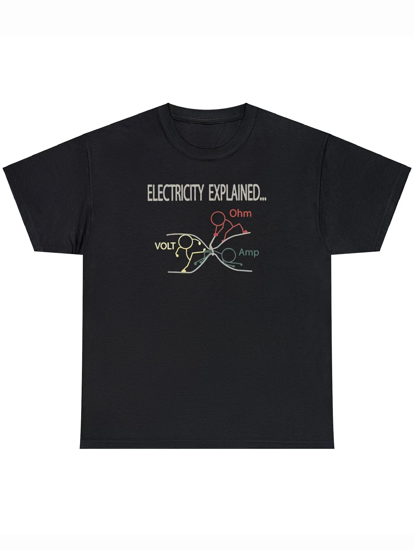 تي شيرت رجالي برسومات الدائرة مع تصميم قانون أوم تحت عنوان العلوم ملابس كاجوال لمحبي العلوم ملابس مريحة للرجال