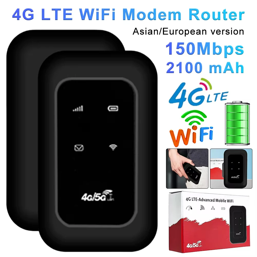 

Portable Wifi Mini Pocket Router With SIM Card Slot 150Mbps High Speed Travel WiFi Hotspot 2100mAh 4G LTE Modem WiFi Routers