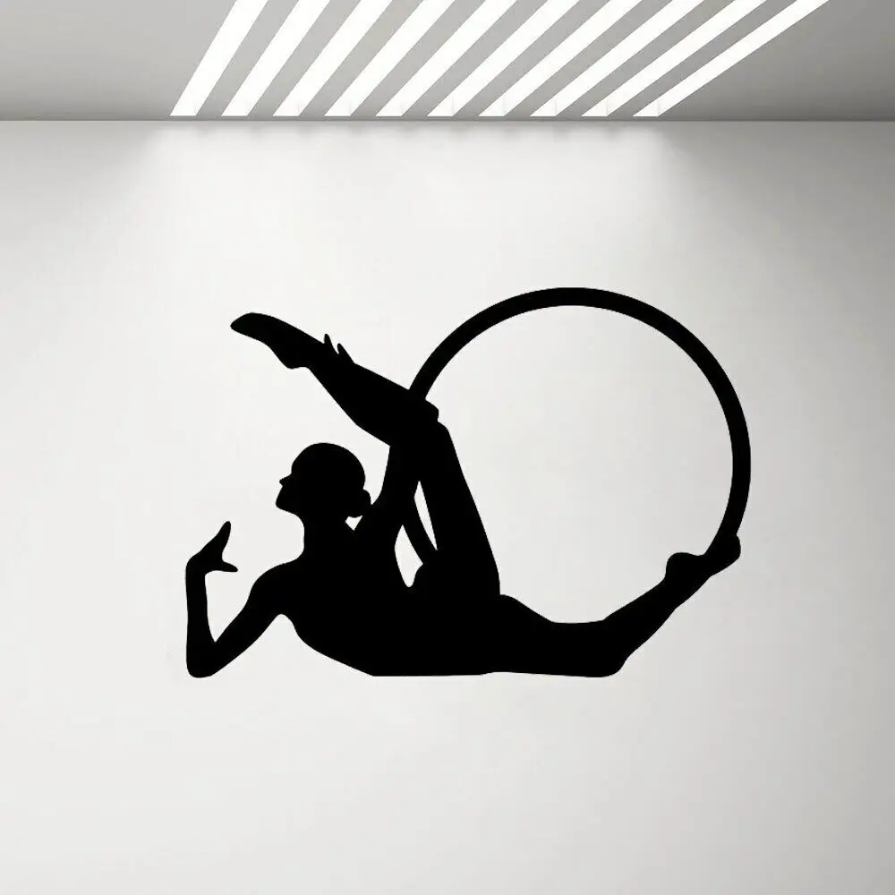 Hoop Wall Sticker ginnastica ragazza palestra Fitness Club Room decorazione nero Modern Sport Decor carta da parati decalcomanie da parete G537