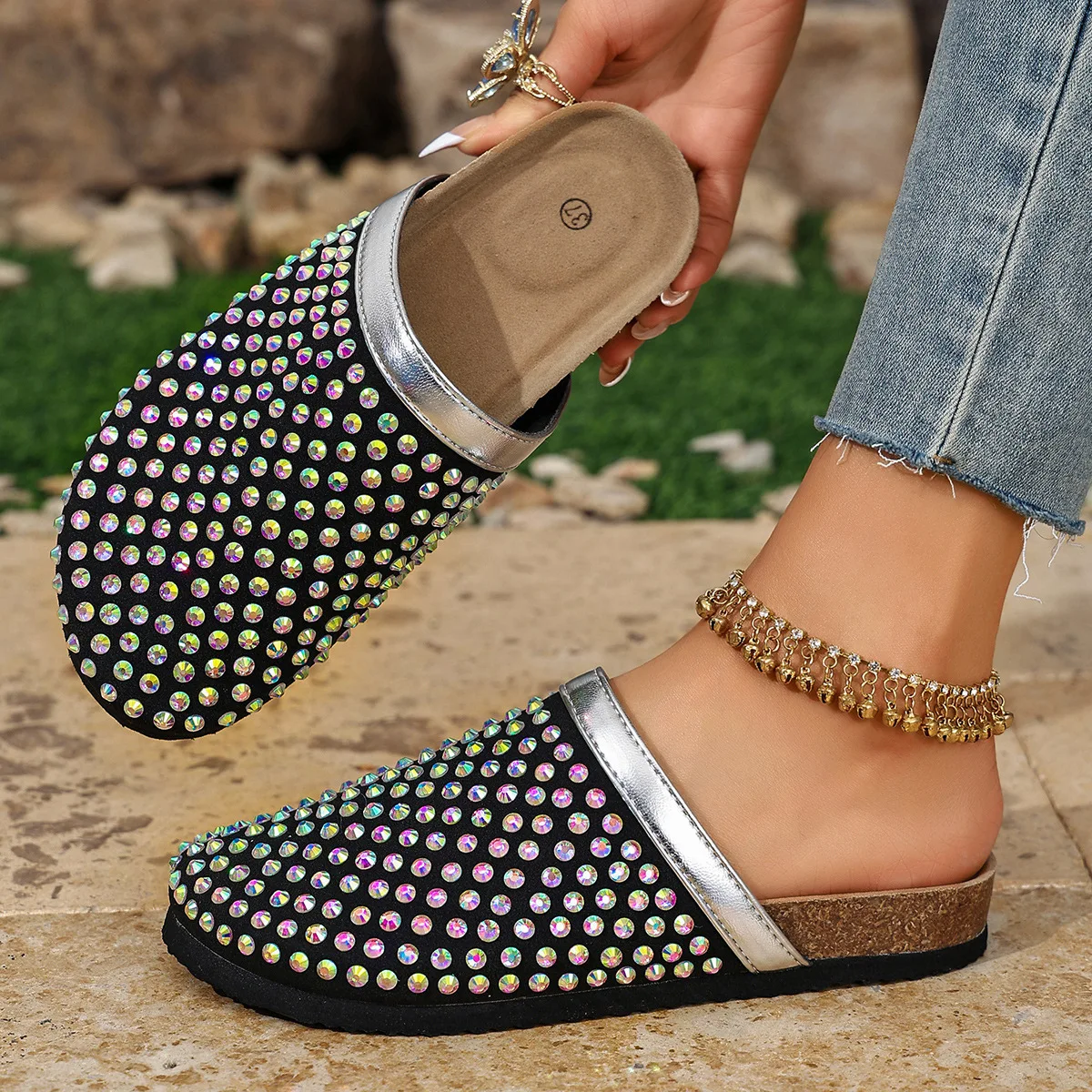 

2026 Women's Summer Mesh Cool Slippers with Flat Bottom and Baotou, Women's Fashion and Comfortable Slippers