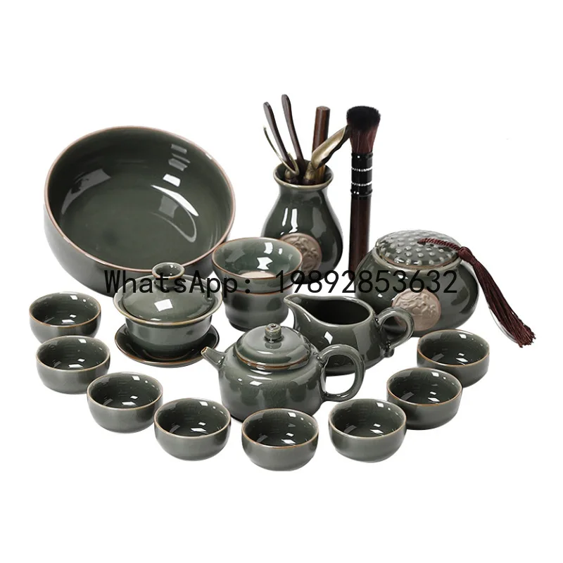 

PYJ Ge Kiln Kung Fu Tea Set New Home High-end Office Chinese Complete Set of Ceramic Tea Cups
