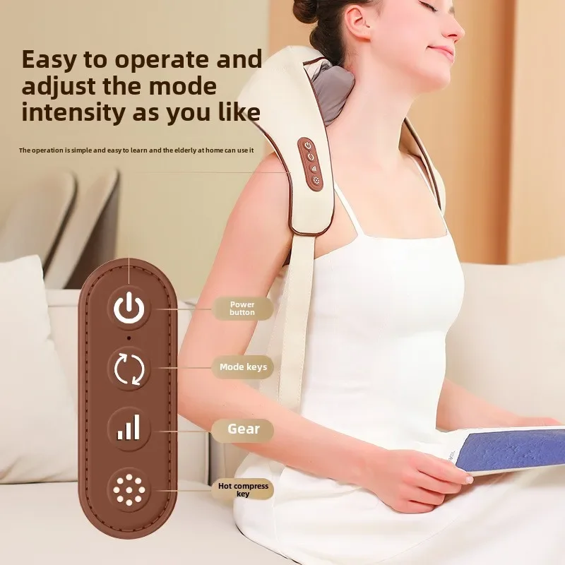 New USB Tape Neck Shiatsu Massage Belt Neck Back Shoulder and Neck Massager U-shape Electric Neck Massager with Long-las