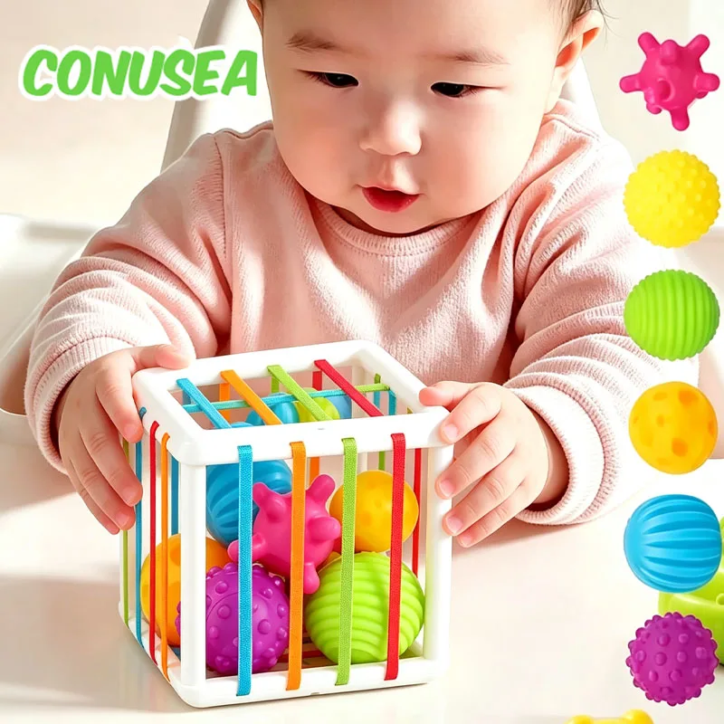 Jouets Montessori pour bébés de 18 mois, développement sensoriel, jouets éducatifs d'apprentissage, blocs colorés, jeu de tri pour bébés