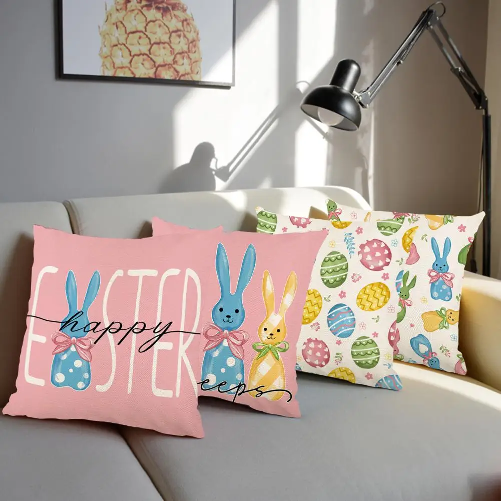 Chair Pillowcase Festive Easter Bunny Egg Pillow Covers Exquisite Seasonal Throw Pillowcases with Super Soft Fabric for Spring