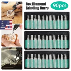 Diamond Burr Bits Drill Glass Gemstone Metal for Dremel Craftsman Rotary Tool - 1/8