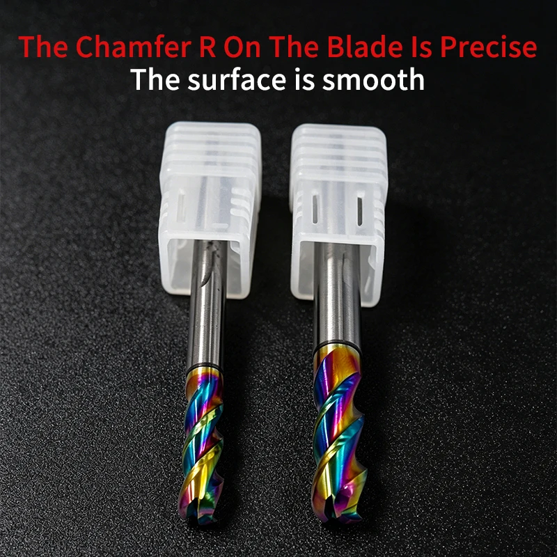 

Chowmaster DLC Coated 3F Corner Radius Carbide End Mill Tungsten Steel Milling Cutter R0.5 R1 R2 R3 for Aluminum 50/75/100mm