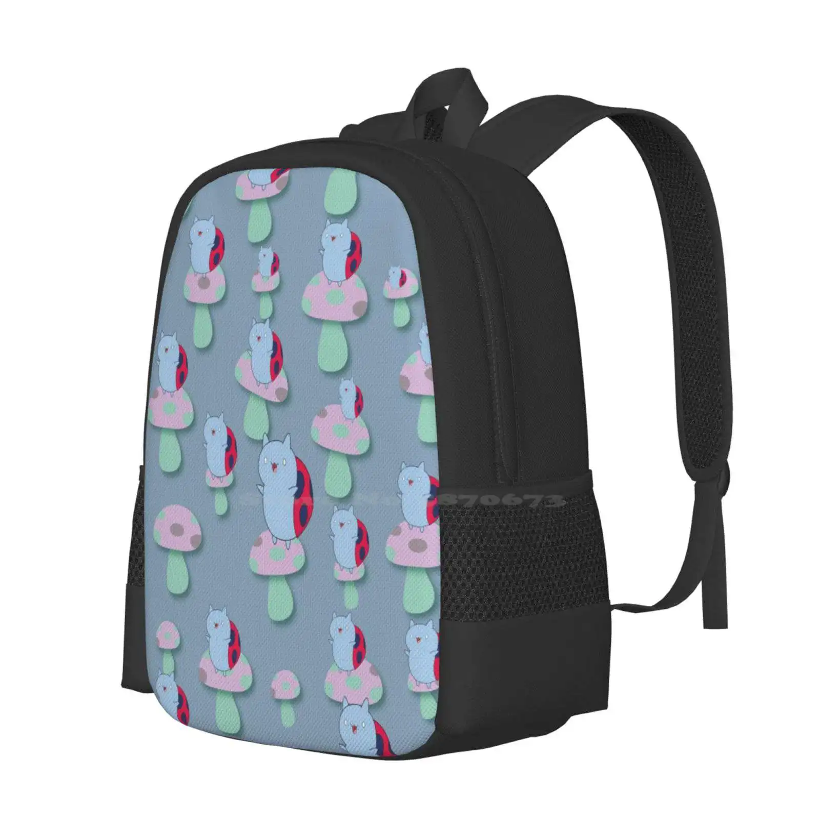 Fan Art Catbug Fashion Pattern Design Travel Laptop School Backpack Bag Catbug Mushrooms