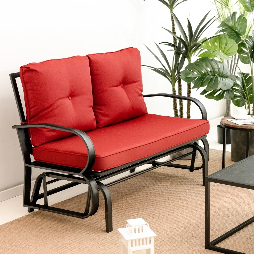 كرسي هزاز متأرجح بمقعدين للاستخدام الخارجي في الشرفة ومقعدين لحديقة الفناء #2