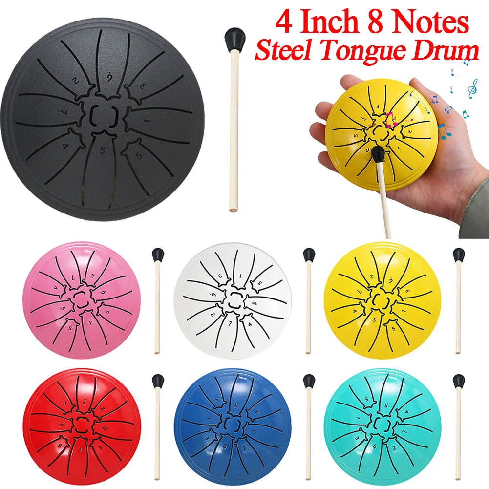 

Tongue Drum 4 In 8 Notes Mini Ethereal Drums Children Steel Hand Drums Yoga Meditation Professional Percussion Instruments Gift