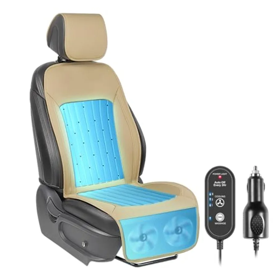 

2026 Upgraded Cooling Car Seat Cover Front Seat 12V-24V Ventilated Cooling Car Seat Cushion Cooled Seat Cover for Car SUV Truck