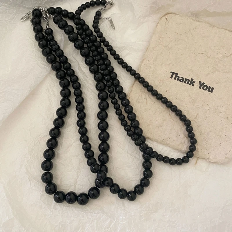 Black Pearls Necklace Can Be Stacked or Used Alone Long Pearl Necklaces Women