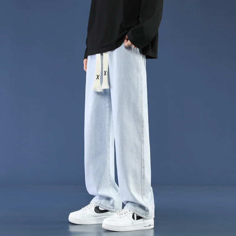 

Loose Fit Men's Jeans Spring Autumn Casual Sport Straight Leg Pants Drapey Comfortable Versatile Youth Trend Loose Waist