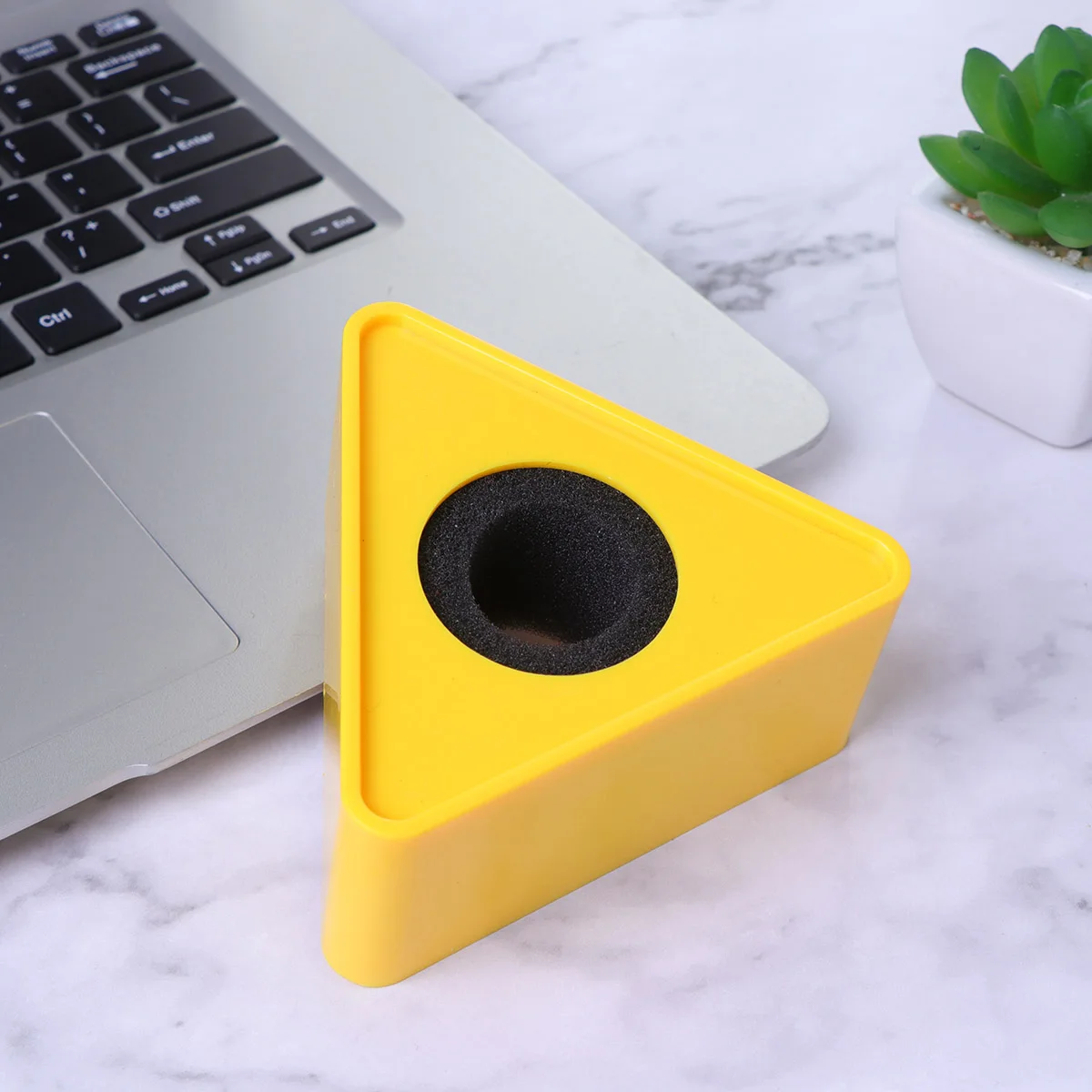 

Triangular Microphone Stands Yellow Table Bracket Reporter Station Child