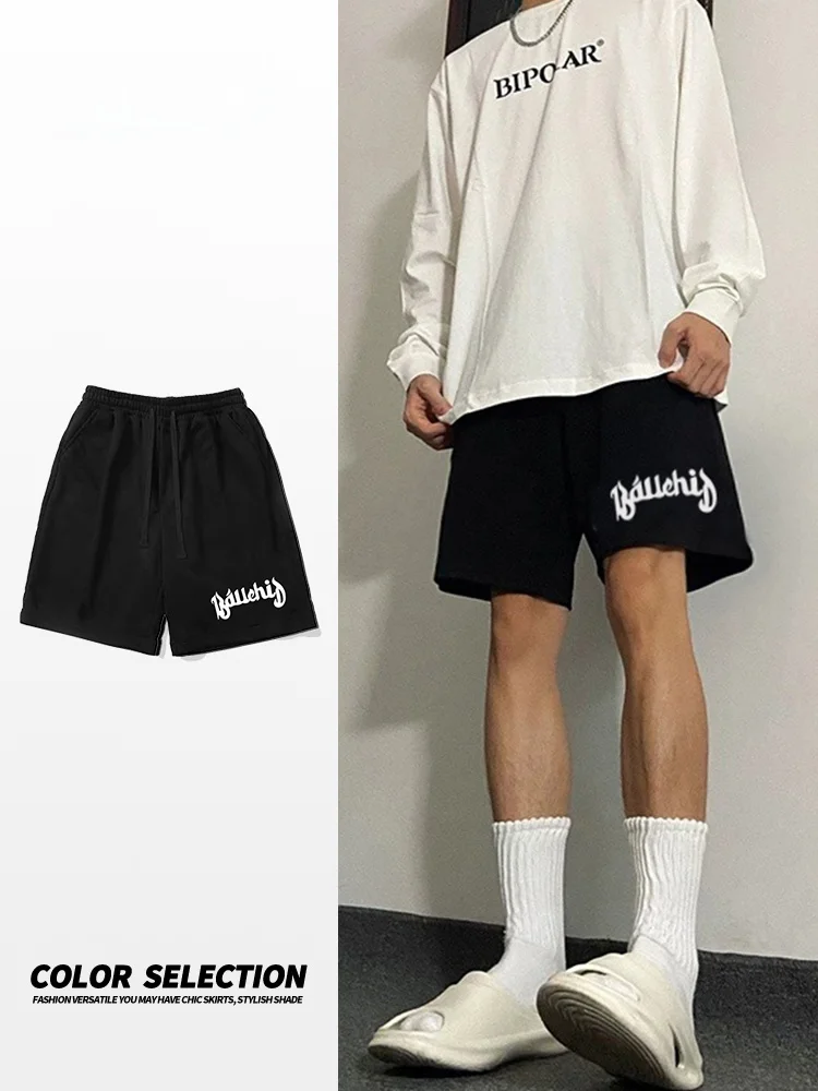 

Tzmz Brand Men's Summer Hip Hop Loose Casual Cotton orts Straight Leg Five-Quarter Length Faionable Youth Active Sle