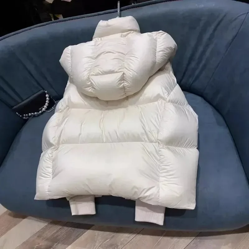 High Quality Women Solid Color Commute High-end Series Down Jacket Puffs  Short Cloud Thick Loose Hooded Warmth Lady Coat New