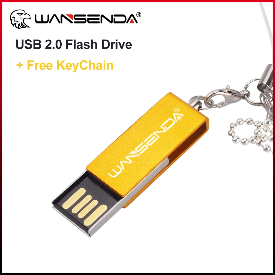 WANSENDA Key Chain USB Flash Drive 64GB 32GB 16GB 8GB 4GB Waterproof Thunbdrive Memory Stick 2.0 128GB Colorful Pendrive