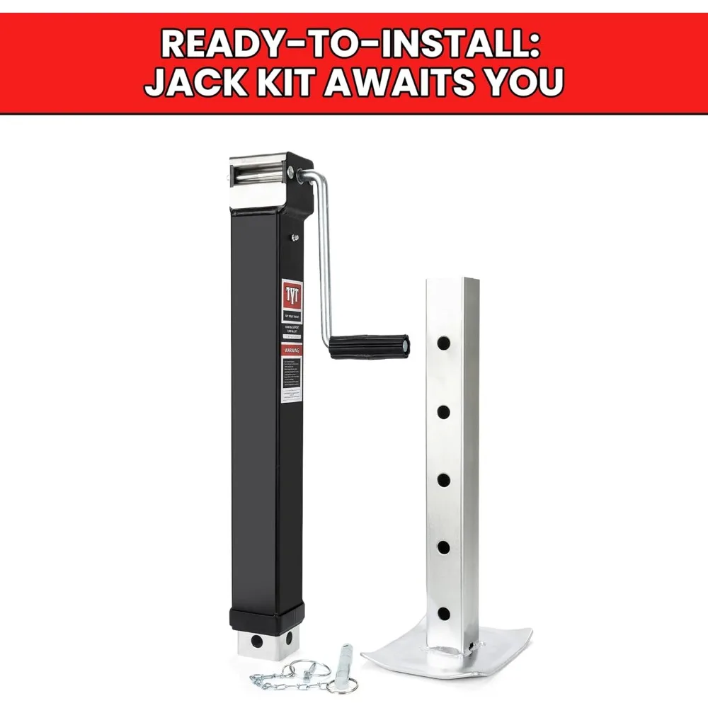 Cric per rimorchio quadrato con capacità di 8000 libbre per impieghi gravosi con sollevamento da 15 pollici e gamba ribaltabile regolabile