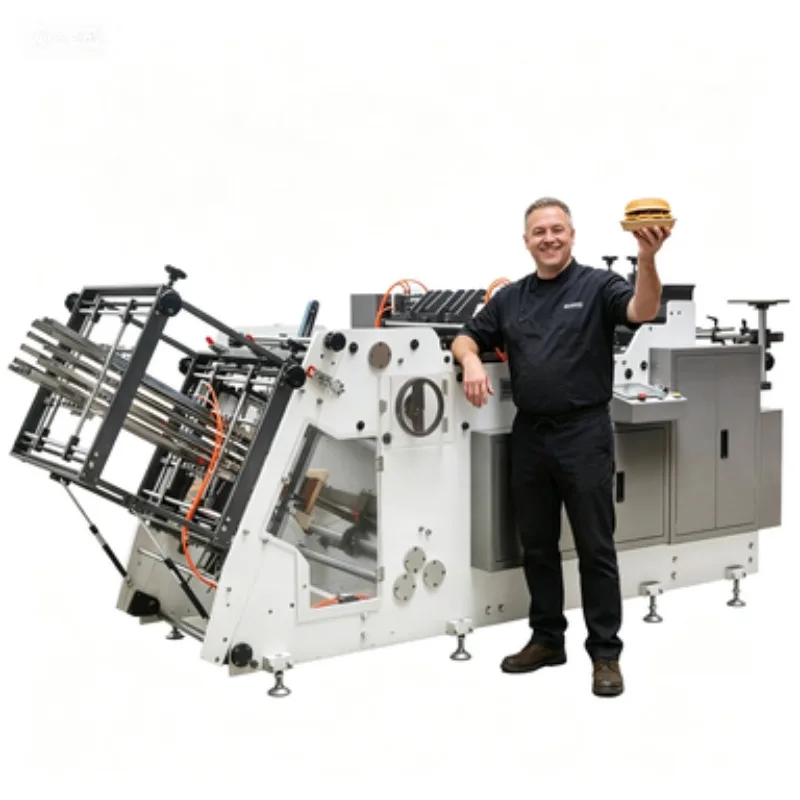 160pcs/min Full Automatic Paper Box Forming Machine Hamburger Carton Erecting Equipment Disposable Lunch Box Maker Fast Food