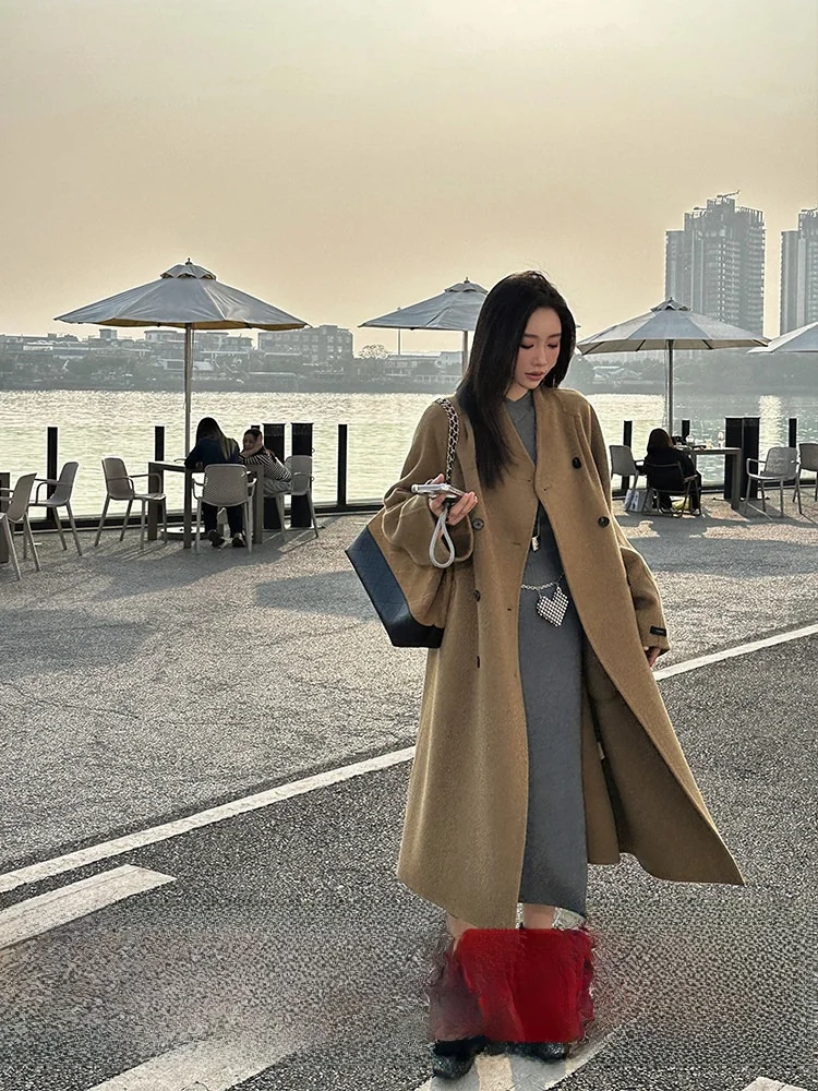 

Двустороннее шерстяное пальто ZQ: Выгодное предложение к концу года, эксклюзивно для электронной коммерции, 100% мериносовая шерсть, повседневное, с длинными рукавами