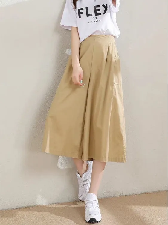 Pantalon d'été décontracté en coton à jambes larges pour femmes, en pur coton, coupe ample, taille haute, jambe droite